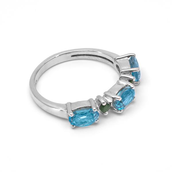 Silver Ring topaze, diopside Elsa